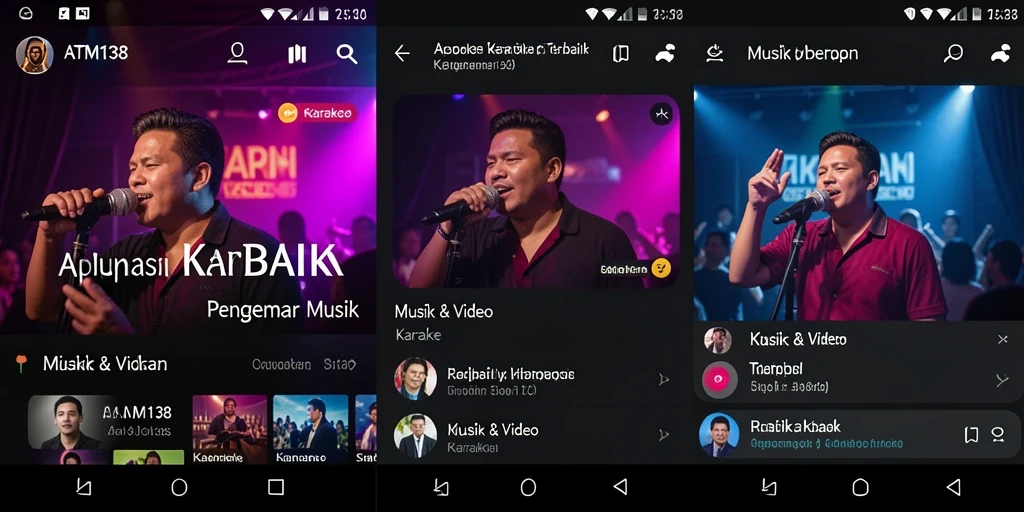 Tampilan antarmuka aplikasi ATM138 yang menarik dan intuitif untuk karaoke.
