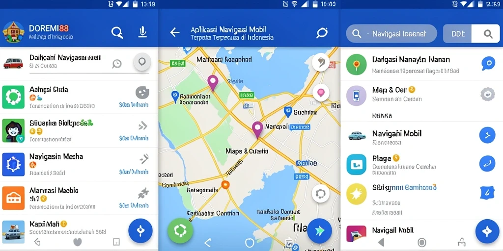 Tampilan antarmuka aplikasi DOREMI88 untuk navigasi mobil yang intuitif.