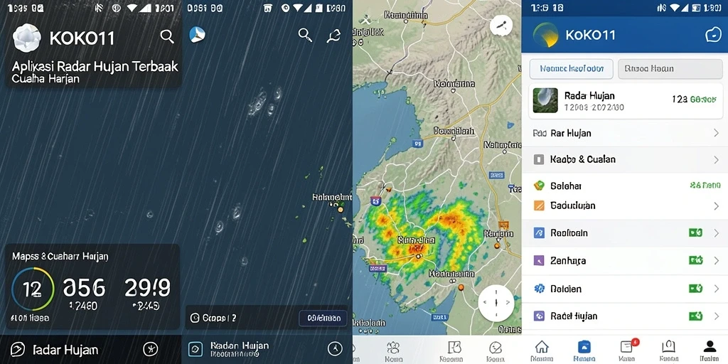 Antarmuka KOKO11 menampilkan perkiraan cuaca dan radar hujan dengan jelas.