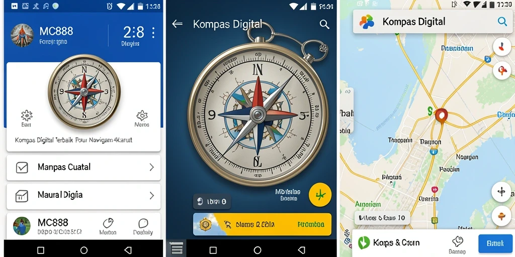 Antarmuka MC888 yang sederhana dan fungsional untuk navigasi kompas.