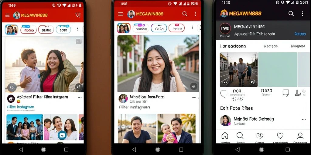Antarmuka menarik MEGAWIN888 dengan berbagai filter Instagram canggih.