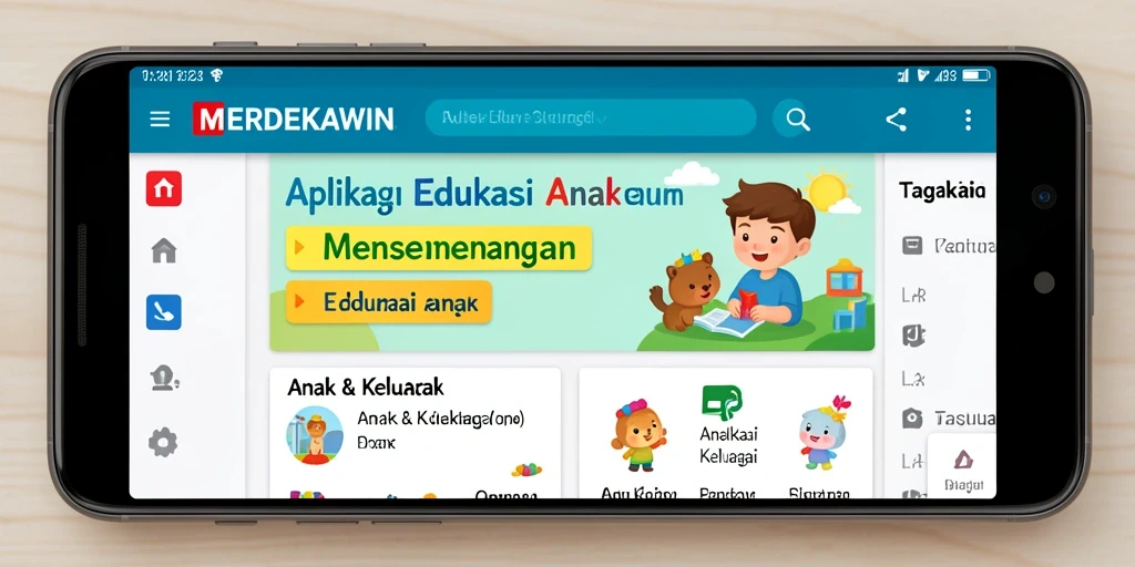 Antarmuka MERDEKAWIN yang menarik untuk belajar anak.