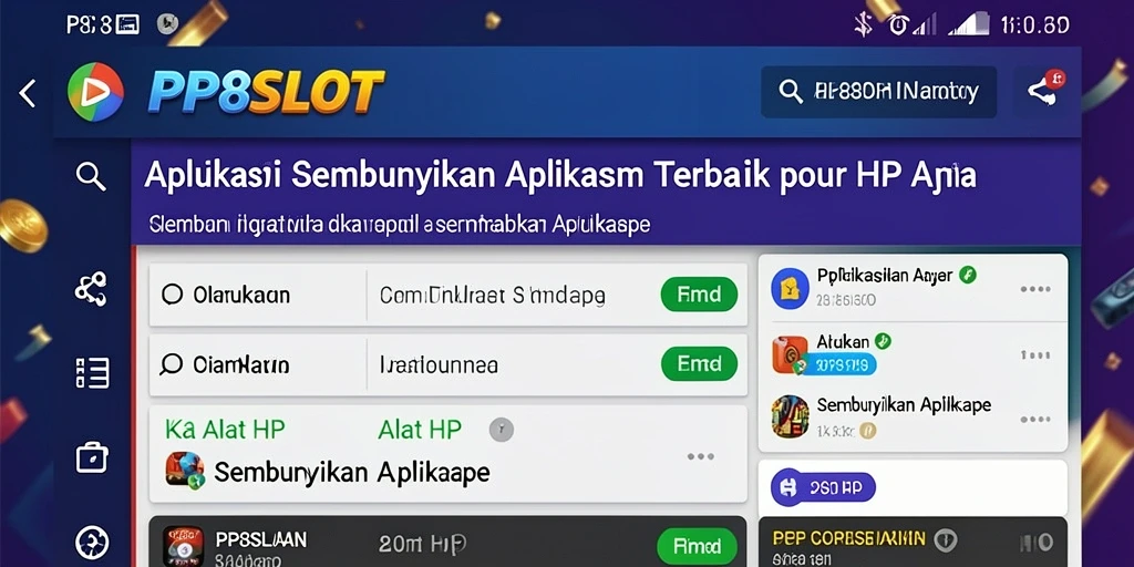 Antarmuka PP8SLOT yang menampilkan fitur Sembunyikan Aplikasi dengan mudah.