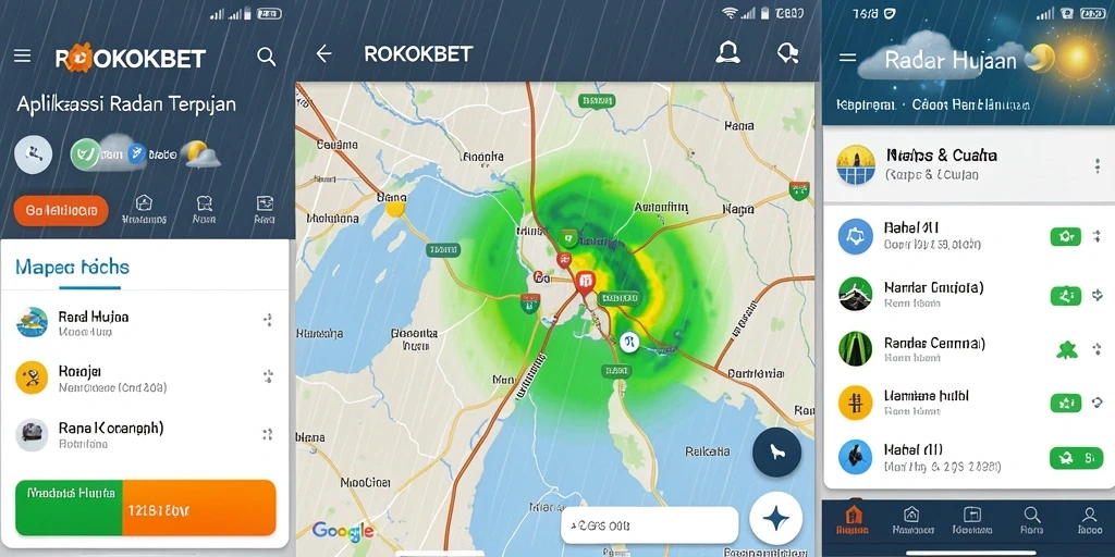 Tampilan antarmuka ROKOKBET menunjukkan peta radar hujan secara real-time.